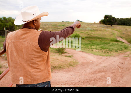 Vue arrière d'un African American cowboy. Banque D'Images