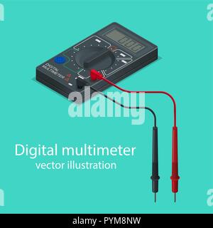 Multimètre numérique. L'appareil de mesure dans le style isométrique. Vector illustration réaliste. Illustration de Vecteur