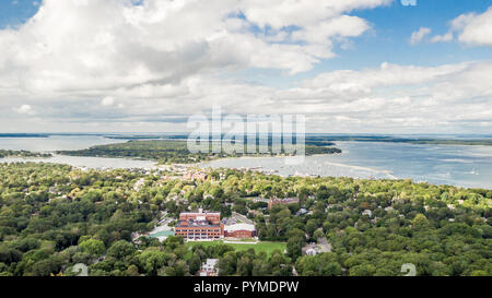 Vue aérienne de Sag Harbor, NY Banque D'Images