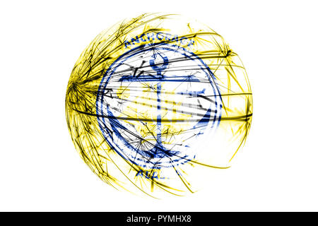 Résumé d'Anchorage, Alaska drapeau mousseux. Boule de Noël américains concept isolé sur fond blanc Banque D'Images