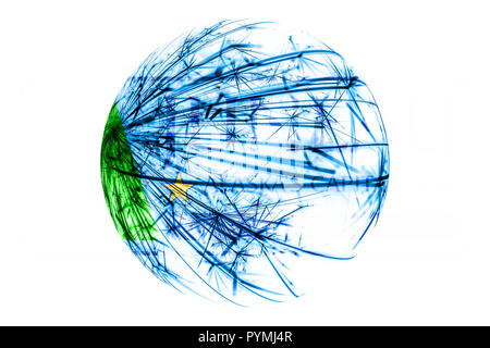 Abstract Juneau, Alaska drapeau mousseux. Boule de Noël américains concept isolé sur fond blanc Banque D'Images