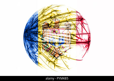 Résumé La Moldavie drapeau étincelante, Boule de Noël concept isolé sur fond blanc Banque D'Images