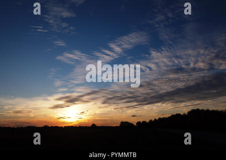 Coucher de soleil sur Bargerveen, Pays-Bas Banque D'Images