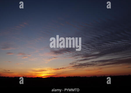 Coucher de soleil sur Bargerveen, Pays-Bas Banque D'Images