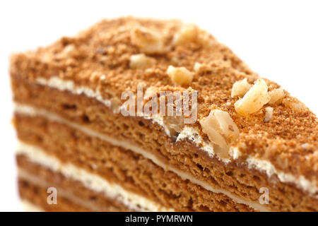 Tranche de gâteau de miel en couches. Banque D'Images