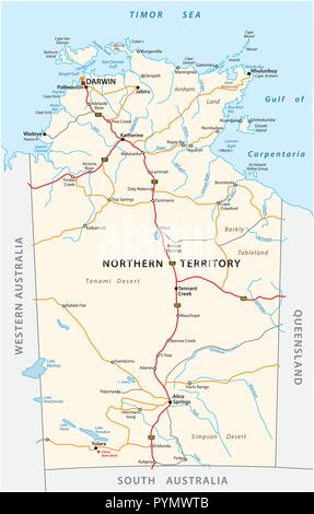 Vector de route du Territoire du Nord, Australie. Illustration de Vecteur