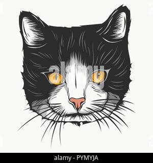 Vector croquis d'un visage stylisé chaton Illustration de Vecteur