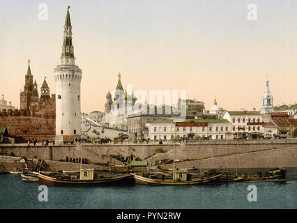 Le Kremlin vers la Place Rouge, Moscou, Russie ca. 1890-1900 Banque D'Images