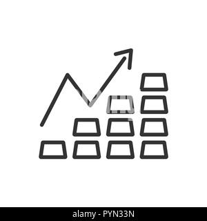 L'icône de la ligne graphique de lingots d'or sur un fond blanc. Vector illustration Illustration de Vecteur