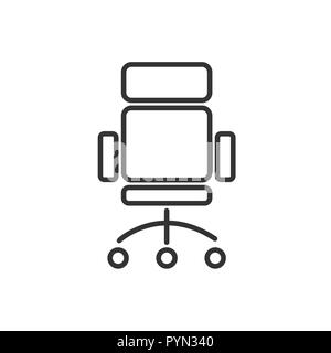 L'icône de la ligne de chaise de bureau sur un fond blanc. Vector illustration Illustration de Vecteur