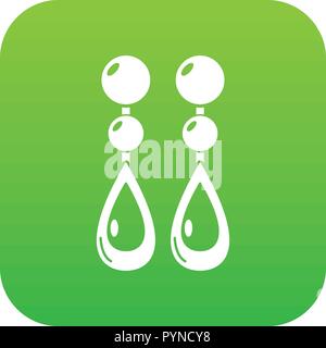Icône vecteur vert Pearl Earrings Illustration de Vecteur