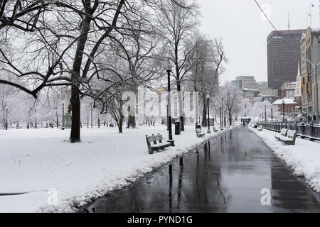 Jour de neige à Boston, neige fraîche, Winter Wonderland Banque D'Images