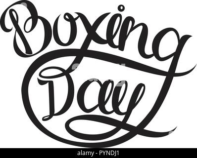 Boxing day carte postale. Illustration d'encre. La calligraphie au pinceau moderne. Isolé sur fond blanc. Illustration de Vecteur