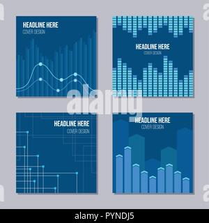 Ensemble de 4 couvre les éléments créatifs avec l'infographie. Applicable pour des affiches, des pancartes, des couvercles, cartes, dépliants, dessins et modèles de bannière. Arrière-plans colorés. L'ABS Illustration de Vecteur