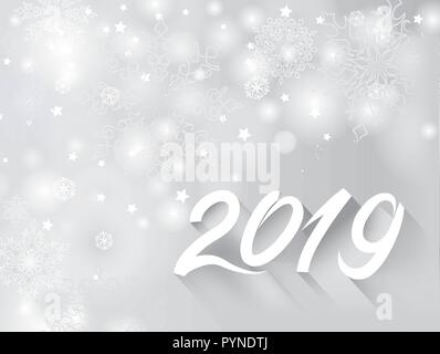 Bonne année 2019 la neige bannière sur fond de vacances hiver floue Illustration de Vecteur