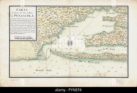 Vintage Maps / Cartes anciennes - Carte de l'entrée du port et rade de Pensacola de Pensacola (Carte - Pensacola Bay) ca. Années 1780 Banque D'Images