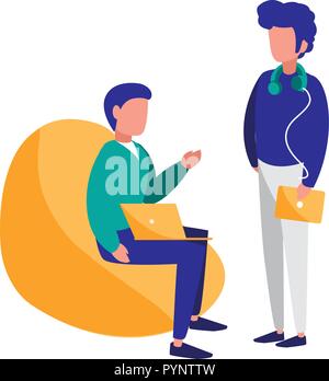 Les jeunes hommes dans le canapé vector illustration design Illustration de Vecteur