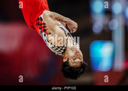 Doha, Qatar. 29 octobre, 2018. 29 octobre 2018 : Kazuma de Kaya - le Japon au cours de base, Team final pour les hommes à l'Aspire Dome de Doha, Qatar, Championnats du Monde de Gymnastique Artistique FIG. Ulrik Pedersen/CSM Crédit : Cal Sport Media/Alamy Live News Banque D'Images