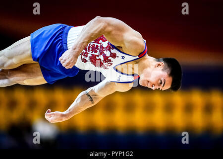 Doha, Qatar. 29 octobre, 2018. 29 octobre 2018 : Nikita le Nagorny-karabakh de Â la Russie au cours de marbre, Team final pour les hommes à l'Aspire Dome de Doha, Qatar, Championnats du Monde de Gymnastique Artistique FIG. Ulrik Pedersen/CSM Crédit : Cal Sport Media/Alamy Live News Banque D'Images