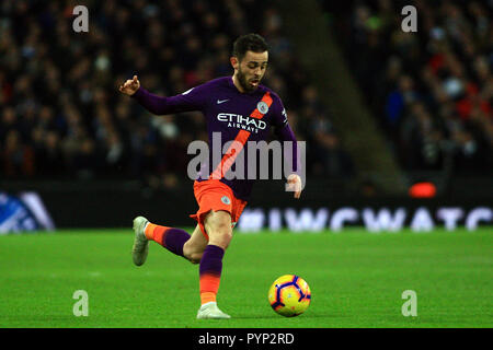 Wembley, Londres, Royaume-Uni. 29 octobre, 2018. Bernardo Silva de Manchester City en action. Premier match d'EPL, Tottenham Hotspur v Manchester City au stade de Wembley à Londres, le lundi 29 octobre 2018. Cette image ne peut être utilisé qu'à des fins rédactionnelles. Usage éditorial uniquement, licence requise pour un usage commercial. Aucune utilisation de pari, de jeux ou d'un seul club/ligue/dvd publications pic par Steffan Bowen/Andrew Orchard la photographie de sport/Alamy live news Banque D'Images