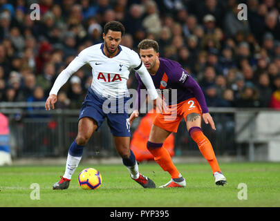 Londres, Angleterre - le 29 octobre 2018 Tottenham Hotspur's Moussa Dembele au cours de Premier League entre Tottenham Hotspur et Manchester City au stade de Wembley, Londres, Angleterre le 29 Oct 2018. Action Sport Crédit photo FA Premier League Ligue de football et les images sont soumis à licence. DataCo Usage éditorial uniquement. Pas de vente d'impression. Aucun usage personnel des ventes. Aucune UTILISATION NON RÉMUNÉRÉ Banque D'Images