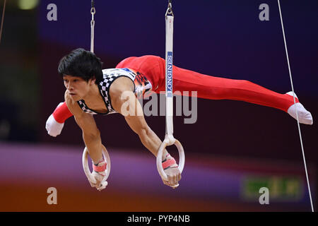 Doha, Qatar. 29 Oct, 2018. Wataru Tanigawa (JPN), le 29 octobre 2018 - La gymnastique artistique : Les championnats du monde de gymnastique artistique 2018, men's team Final sonne au dôme Aspire à Doha, Qatar. Credit : MATSUO.K/AFLO SPORT/Alamy Live News Banque D'Images