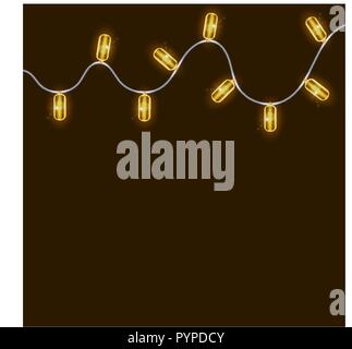 Décorations de Noël, des guirlandes de lumières effets. Éléments de conception vectorielles. Les feux rougeoyants de vœux de Noël pour la conception de cartes. Décoration de Noël guirlande lumineuse réaliste Illustration de Vecteur