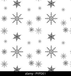 Simple Motif flocon transparent. La neige noire sur fond blanc. Résumé fond d'emballage, décoration. Symbole de l'hiver, Joyeux Noël, Bonne année de célébration Vector illustration Illustration de Vecteur