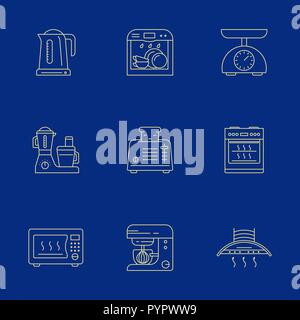 Des ustensiles de cuisine et appareils ménagers icônes linéaire Illustration de Vecteur