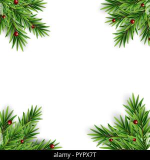 Branches d'épinette sapin avec des baies abstract christmas background Vector Illustration Illustration de Vecteur