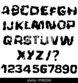 Distressed grunge alphabet. D'encre pour timbres font. Vector illustration. Illustration de Vecteur