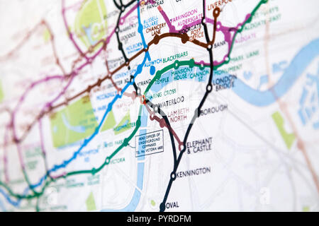 La vieille ville historique de Londres plan du métro c. 1931, au 55 Broadway, London, UK Banque D'Images