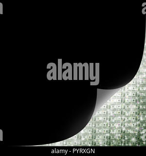 Image finance conceptuel de coin de page vide noir brillant plus d'une centaine de dollars de devises américaines Banque D'Images