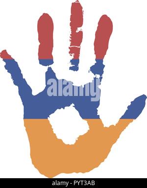 Le bleu et l'orange et le rouge couleur du drapeau. vecteur main dans la forme du drapeau de l'Arménie. Illustration de Vecteur