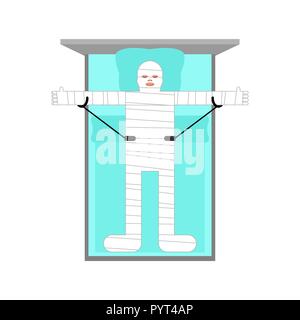 Homme blessé dans lit médical. L'homme dans les bandages. Pansée au chevet des patients. Conséquences de l'accident. Illustration vecteur de médicament Illustration de Vecteur