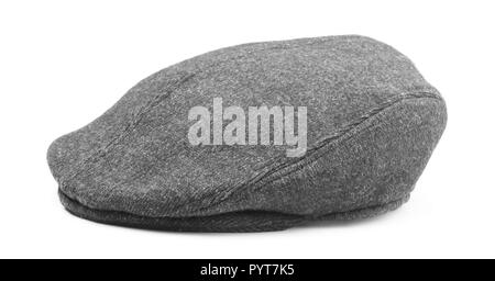 Mens Grey Wool cap isolé sur fond blanc Banque D'Images