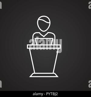 Le président tribune ligne fine sur fond noir Illustration de Vecteur