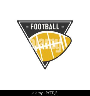Logo emblème de football américain. USA badge sports télévision en style coloré. Conception logotype mignon avec le ballon. Vecteur Stock insignia isolé sur fond blanc Illustration de Vecteur