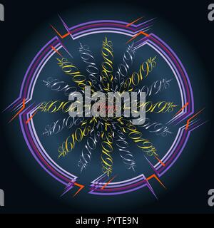 Flocon de neige de Noël dans le cadre de l'heureuse nouvelle année 2019, la typographie Illustration de Vecteur