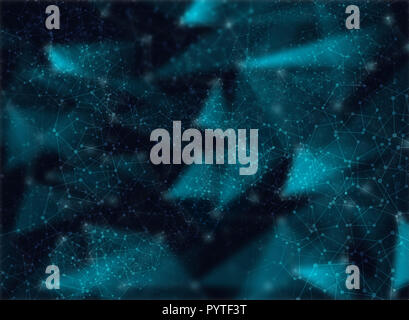 Résumé structure de connexion des éléments de la technologie des particules sur l'arrière-plan flou Banque D'Images