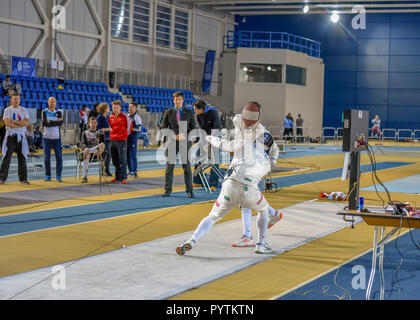 Dublin, Irlande. 27 octobre, 2018. La F.I.E. Coupe du monde par satellite Irish Open d'Escrime. Mens final entre l'epee Karol Kostka et Joseph Banque D'Images