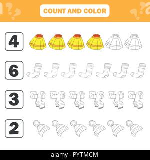 Fiche de mathématiques pour les enfants. Compter et de l'éducation activité enfants couleur Illustration de Vecteur