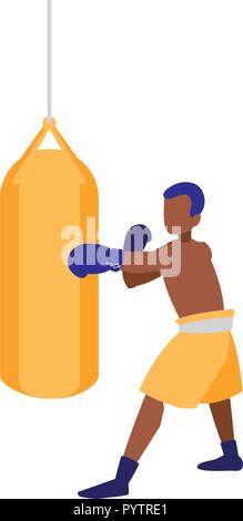 Sac de frappe avec l'homme sur fond blanc, vector illustration Illustration de Vecteur