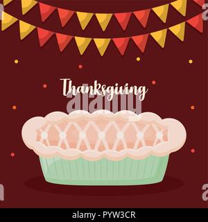 Apple pie de jour de Thanksgiving de guirlandes vector illustration design Illustration de Vecteur