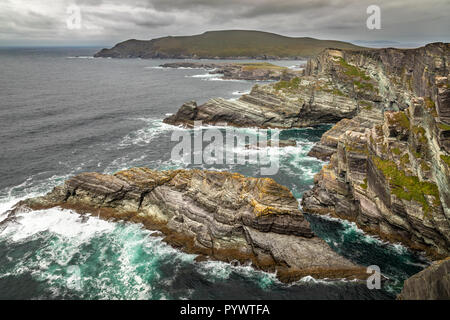 Opinions de l'Kerry Cliffs, Cahersiveen, Ring of Kerry, Irlande, Europe Banque D'Images