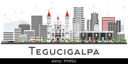 Tegucigalpa Honduras Ville avec des bâtiments couleur isolé sur blanc. Vector Illustration. Illustration de Vecteur