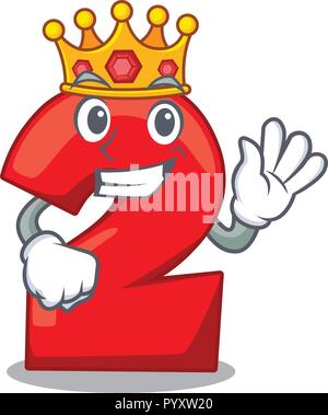 Roi rouge numéro deux isolé sur Mascot Illustration de Vecteur