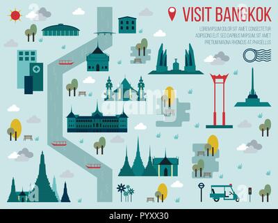 Illustration de visiter Bangkok Billet Site Concept Illustration de Vecteur