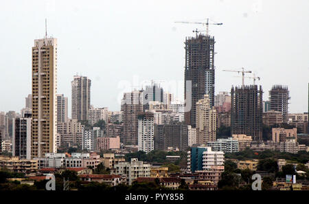 Bâtiments en construction, Worli, Bombay, Mumbai, Maharashtra, Inde, Asie Banque D'Images