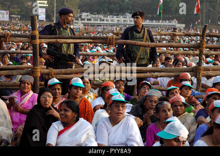 La sécurité de Sonia Gandhi, Parc Shivaji, Mumbai, Maharashtra, Inde, Asie Banque D'Images